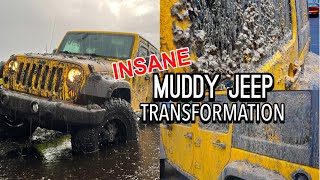 Deep Cleaning The Dirtiest Muddiest Jeep Ever Complete Disaster Car Detailing Transformation [upl. by Eldora]