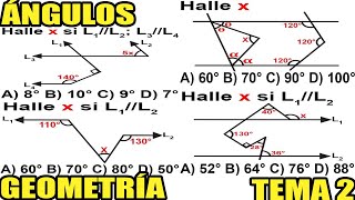 ANGULOS ENTRE RECTAS PARALELAS Y SECANTES PROBLEMAS RESUELTOS NIVEL INTERMEDIO AVANZADO [upl. by Mazonson583]