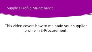 Supplier Profile Maintenance  King County EProcurement 102924 [upl. by Eohce11]