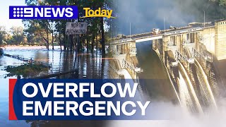 Sydneys Warragamba Dam reaches capacity after heavy rain  9 News Australia [upl. by Tootsie383]