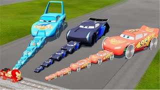 Flatbed Trailer Truck Rescue  Cars vs Rails  Speed Bumps  BeamNGdrive [upl. by Ahsitauq350]