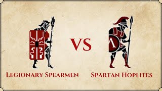 ROME II Total War  Legionary Spearmen VS Spartan Hoplites [upl. by Oicanata104]