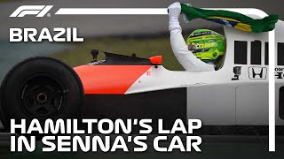 Lewis Hamilton Drives Ayrton Sennas Car  2024 Sao Paulo Grand Prix [upl. by Oira]