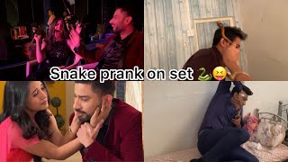 Snake Prank on set with everyone 🐍🤣 Behind the scenes of Pandya Store [upl. by Llyrad]