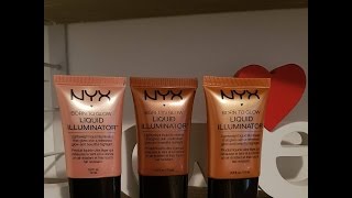 NYX born to glow liquid illuminator gleam sun goddess pure gold  review and Demo [upl. by Atived522]