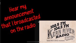 Special Announcement  Live on Kern River Radio [upl. by Asssilem595]