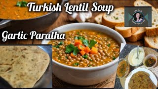 Traditional Turkish Dinner  Lentil Soup amp Garlic Bread [upl. by Etnomaj391]