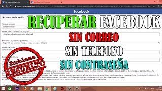 Como Recuperar tu Facebook Sin Correo Sin Teléfono y Sin Contraseña  RESUELTO [upl. by Nenerb]