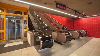 Sweden Stockholm Norsborg Subway station UBahn Metro TBana 4X escalator 5X elevator ride [upl. by Schroer]