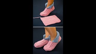 Simplest and fastest crochet slippers Everyone can do it Miarti🧶 [upl. by Neelram]