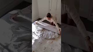 How to fold your fitted bedsheet step by step guidance with practical bedsheets beddingideas [upl. by Lashonde]