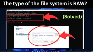 How to Fix quotThe type of the file system is RAW CHKDSK is not available for RAW drives In Windows [upl. by Vijar481]