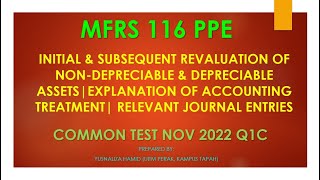 MFRS 116 PPE INITIAL amp SUBSEQUENT REVALUATIONACCOUNTING TREATMENT amp JOURNAL ENTRIESCT NOV2022 Q1C [upl. by Giamo]