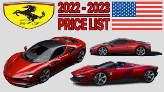 FERRARI PRICE LIST USA 2022 TO 2023 [upl. by Lenad]