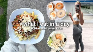 WHAT I EAT IN A DAY TO BUILD MUSCLE  3400 calories high protein [upl. by Nazler521]