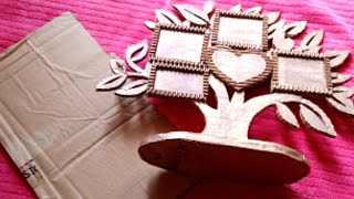 How to make photo frame with cardboard  photo frame making at home [upl. by Jemena34]