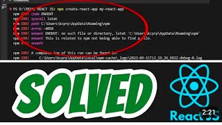 Npx createreactapp not working error in Visual Studio Code React JS SOLVED  solution viral [upl. by Lindell765]