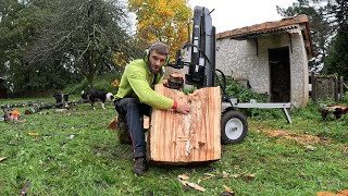 Fendage bois des cerisiers arboristjardin treelifearbrestihlfirewoodelagageagriculture [upl. by Warga]