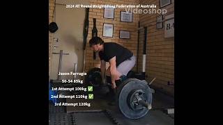 Deadlift Thumbless 120kg 264lbs Grip Deadlift 2024 AWFA Aust Postal Champs Jason Farrugia [upl. by Wystand85]