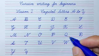 Cursive writing for beginners Lesson 2  Capital letters A to Z  Cursive handwriting practice [upl. by Anagnos]