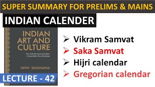 INDIAN CALENDAR  ART amp CULTURE FOR UPSC CSE  NITIN SINGHANIA  UNACADEMY Vikram Samvat Saka Samvat [upl. by Annodahs]