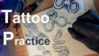 Tattoo Practice Session  Teaching myself to Tattoo Part 2 [upl. by Lemhar949]