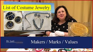 List of Costume Jewelry Marks Designers and Values by Dr Lori [upl. by Nolak]