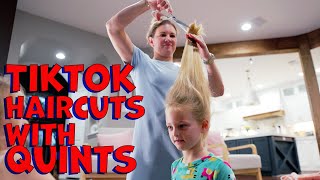 Mom of Quints Attempts Viral TikTok Haircuts [upl. by Ahsats]