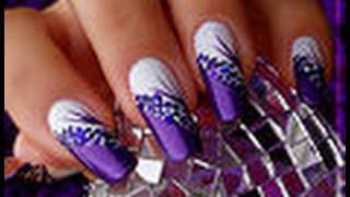 Nail art purple crushed shells design [upl. by Sedecram930]