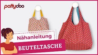 DIY Beuteltasche zum Wenden nähen  Taschen Schnittmuster kostenlos [upl. by Enayd]