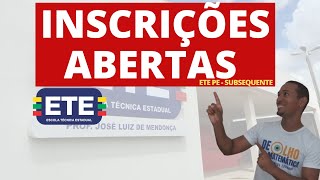 INSCRIÇÃO ETE PE 2024 SUBSEQUENTE [upl. by Alleber]