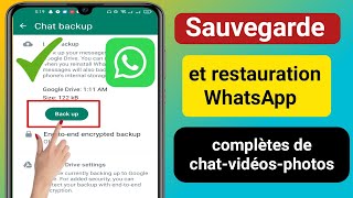 Comment sauvegarder et restaurer les messages Whatsapp  Sauvegarde et restauration de chat Whatsapp [upl. by Boulanger]