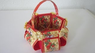 CNY TUTORIAL NO 12  Lunar New Year 農曆新年 Hongbao Floral Basket [upl. by Helfand]