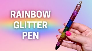 DIY RAINBOW GLITTER PEN TUTORIAL  How to Make a Homemade PaperMate InkJoy Gel Pen UV Resin Epoxy [upl. by Procto]