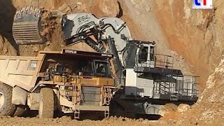 LIEBHERR R 984C Shovel amp CAT 775D Quarry  Steinbruch Germany 17012008 [upl. by Ramedlaw624]