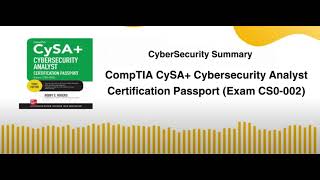 CompTIA CySA Cybersecurity Analyst Certification Passport Exam CS0 002 [upl. by Acinorej]