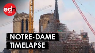 Stunning Timelapse of Rebuilt NotreDame Spire Reveal [upl. by Ahseniuq]