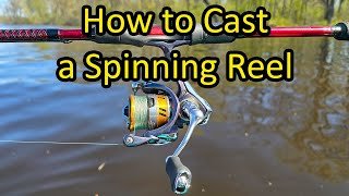 How to Cast a Spinning Reel  Open Faced Fishing Reel [upl. by Esinehc576]