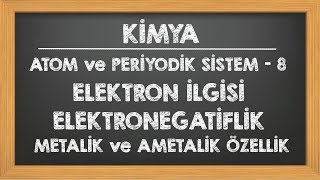 Elektron İlgisi Elektronegatiflik ve Metalik Ametalik Özellik YKS TYT 9sınıf [upl. by Erhard]