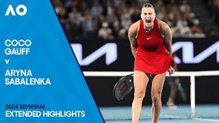 Coco Gauff v Aryna Sabalenka Extended Highlights  Australian Open 2024 Semifinal [upl. by Eignat]