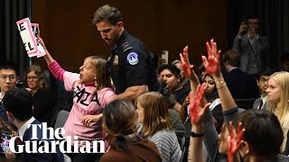 Save the children of Gaza ProPalestine protests interrupt Blinkens senate hearing [upl. by Naujal]