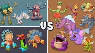 Amber Island Vs Fire Expansion Comparison  All Fire Monsters My Singing Monsters [upl. by Skcirdnek]