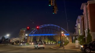 Mercer University bridge lit up blue as part of Autism Awareness Day [upl. by Assillem]