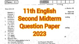 11th English Second Midterm Question Paper 2023 [upl. by Iveksarap845]