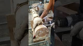 The process of strengthening the outer layer of wood load bearing columns [upl. by Im]