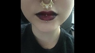 Vertical labret piercing with braces [upl. by Rennoc]