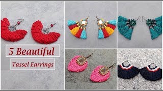 5 Handmade Tassel Earrings  How to Make Tassel Earrings At Home  DIY  Creationampyou [upl. by Elac]