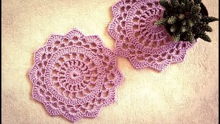 Crochet Doily Coaster Tutorial Easy For Beginners [upl. by Lennad]