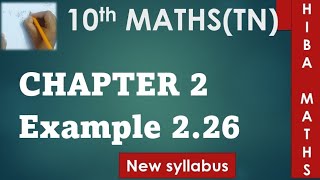 10th maths chapter 2 example 226 tn samacheer hiba maths [upl. by Airdna989]