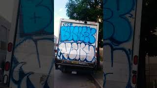 graffiti throwies on the back of a truck 🚛invasionofthestickers graffiti graffititag [upl. by Tila705]